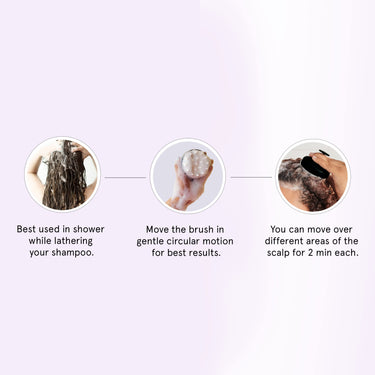 Be Bodywise Hair Scalp Massager Shampoo Brush with Soft Silicone Bristles | Exfoliating Stimulating, Anti Dandruff, Shower Scalp Scrubber | Handheld & Lightweight | Black